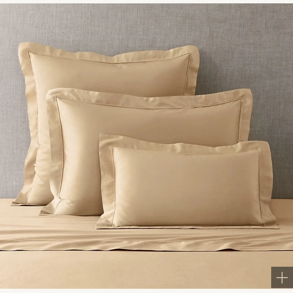 RH ITALIAN ULTRA-SOFT 600-THREAD-COUNT SATEEN FLANGE SHAM NWT in Wheat